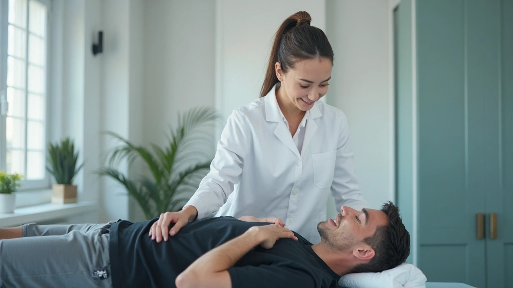 Sports physiotherapist assisting player with injury prevention and recovery techniques