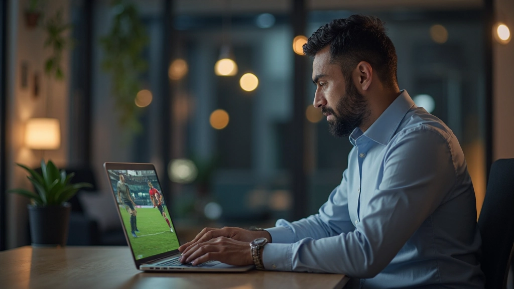 Coach reviewing match footage on laptop during football training analysis session
